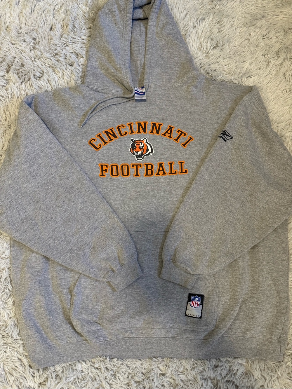 Vintage Reebok Cincinnati Football Gray Hoodie Sweatshirt